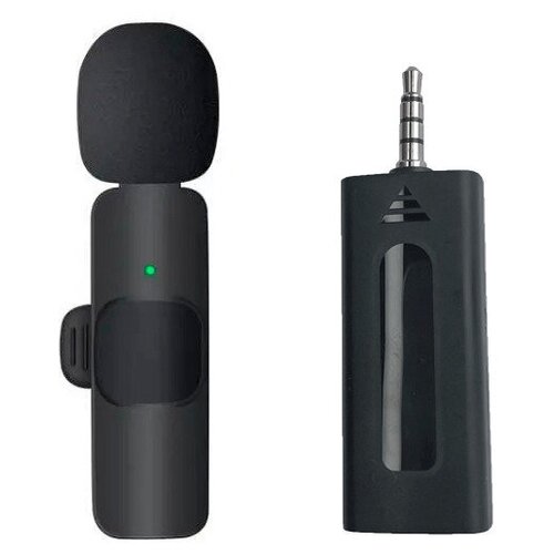 Беспроводной микрофон для телефона и камеры / для смартфона / Черный