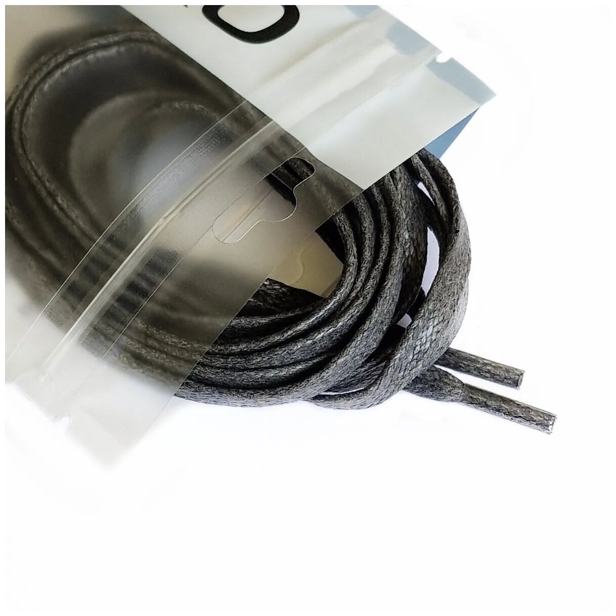 Шнурки для обуви LENKO вощеные темно-серые плоские 100 см, 6 мм, 1 пара, хлопковые с пропиткой — фото 1