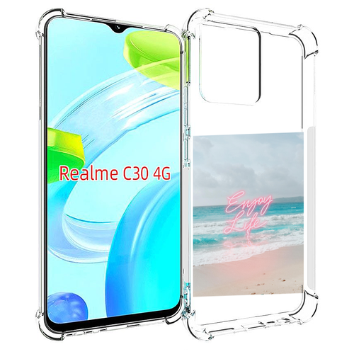Чехол MyPads красивый пляж для Realme C30 4G / Narzo 50i Prime задняя-панель-накладка-бампер