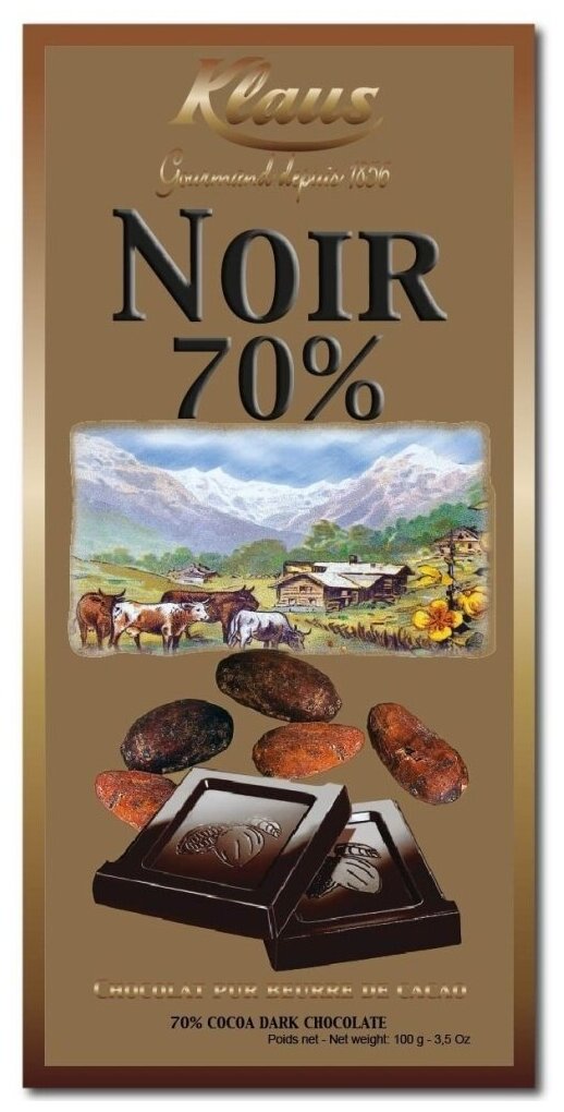 Шоколад Klaus горький 70% какао 100г (Франция) - фотография № 2