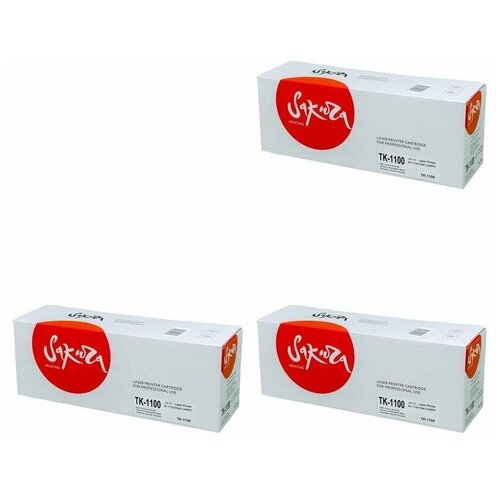 Sakura Картриджи комплектом совместимые Сакура Sakura SATK1100-3PK TK-1100 черный 3 упаковки [выгода 3%]