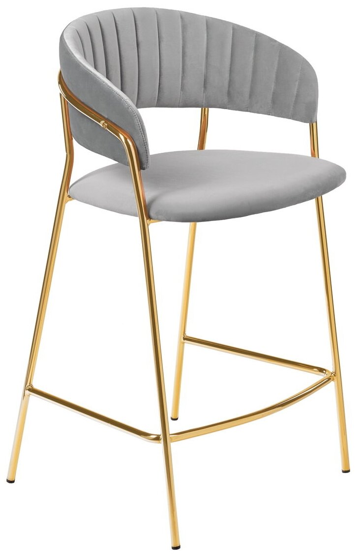 Стул полубарный Turin серый с золотыми ножками / Стулья для кухни / Кухонные стулья со спинкой / Полубарные стулья / Барный стул / Мебель лофт