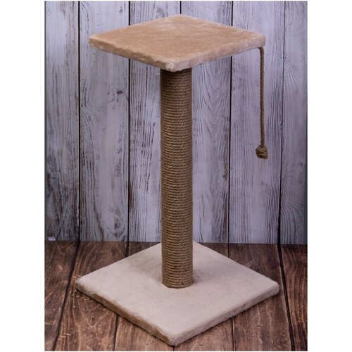 Когтеточка для кошек котов столбик из джута с лежанкой с кошачьей мятой лежанка все для кошек 54*31*25