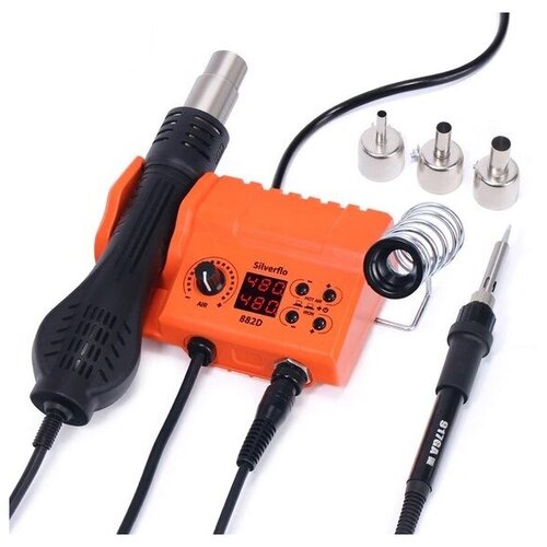 Цифровая Паяльная Станция Silverflo 882D 2в1 с Паяльником Термо Феном и Двойной Цифровой Индикацией 547000₽