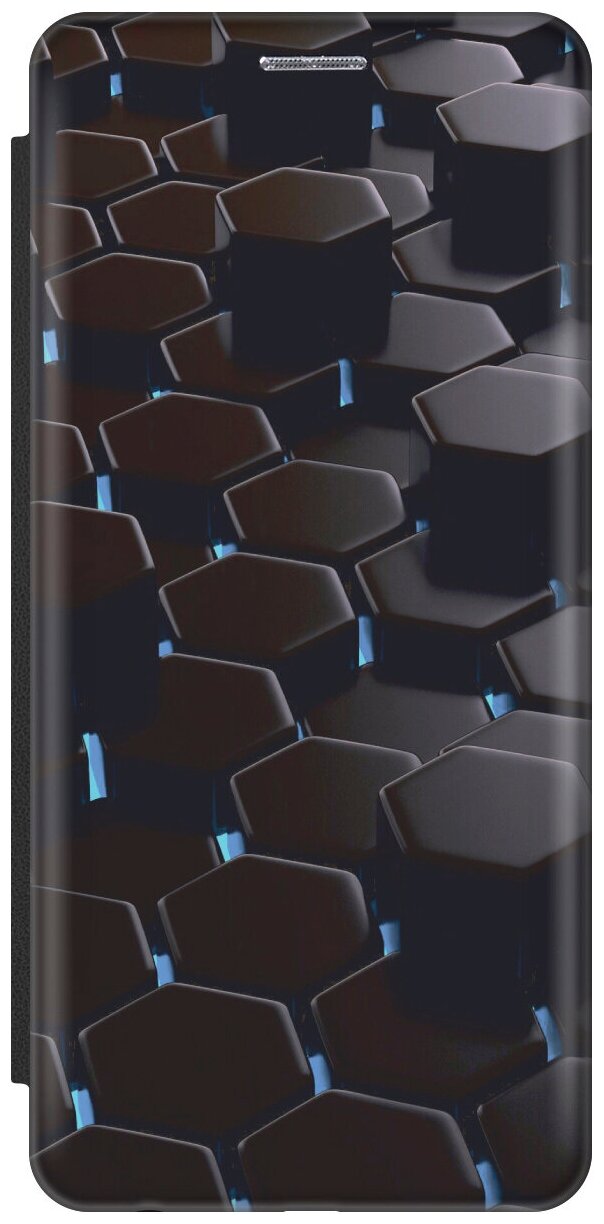 Чехол-книжка Черные ромбы на Xiaomi Poco F3 / Сяоми Поко Ф3 с эффектом блика черный
