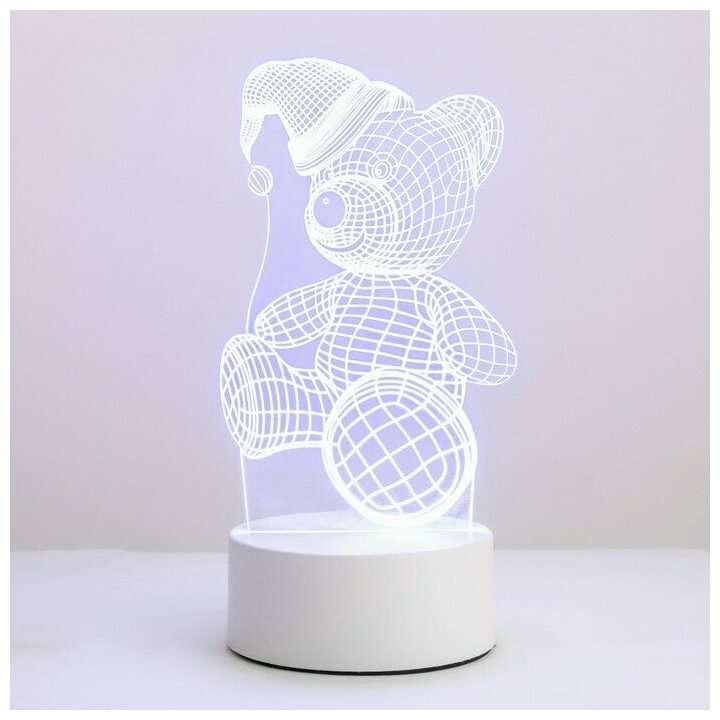 Светильник сенсорный "Мишка в шапке" LED 7 цветов USB/от батареек белый 6923342 - фотография № 20