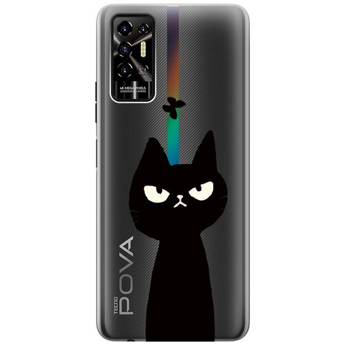 Силиконовый чехол на Tecno Pova 2 / Техно Пова 2 с 3D принтом Disgruntled Cat прозрачный силиконовый чехол на nokia 4 2 нокиа 4 2 с 3d принтом disgruntled cat прозрачный