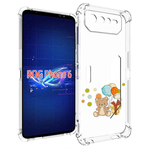 Чехол MyPads медвеженок с подарком для Asus ROG Phone 6 задняя-панель-накладка-бампер