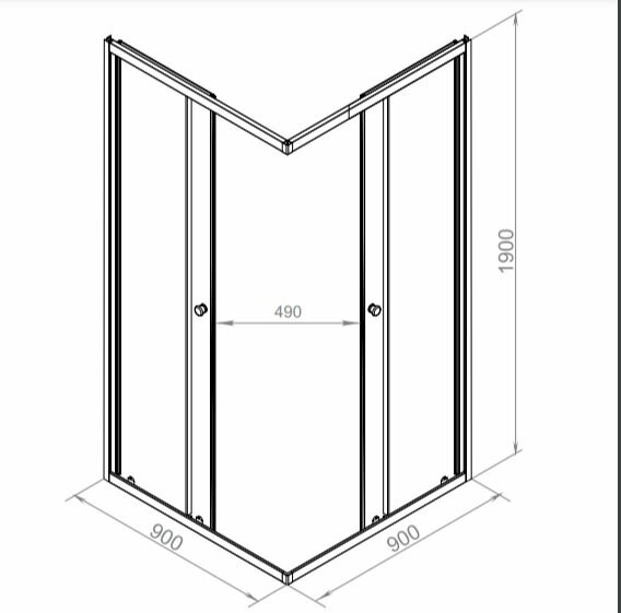Душевой уголок Domani-Spa Shape, раздвижные двери, 90x90 см, тонированный, черный, стекло 4 мм, универсальный монтаж — фото 1