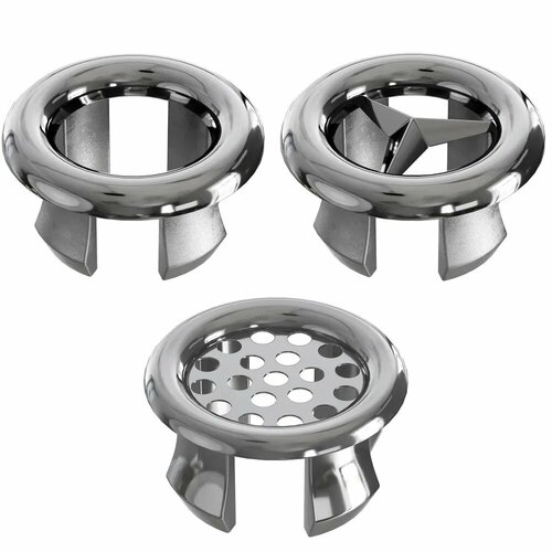 Обрамление перелива для раковины заглушка для перелива ударопрочная хромированная 22-24мм 3 штуки Серебристый 350₽