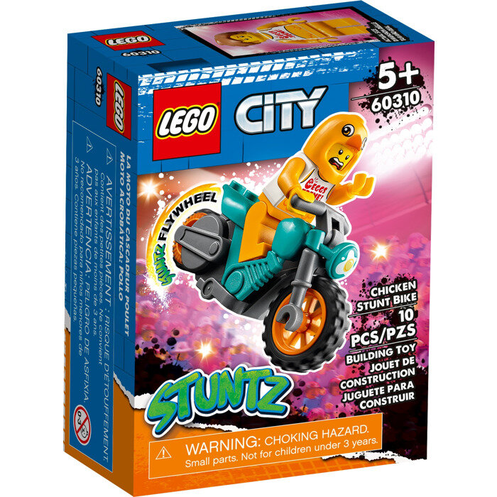 Конструктор LEGO City 60310 Трюковый мотоцикл с цыплёнком, 10 дет.