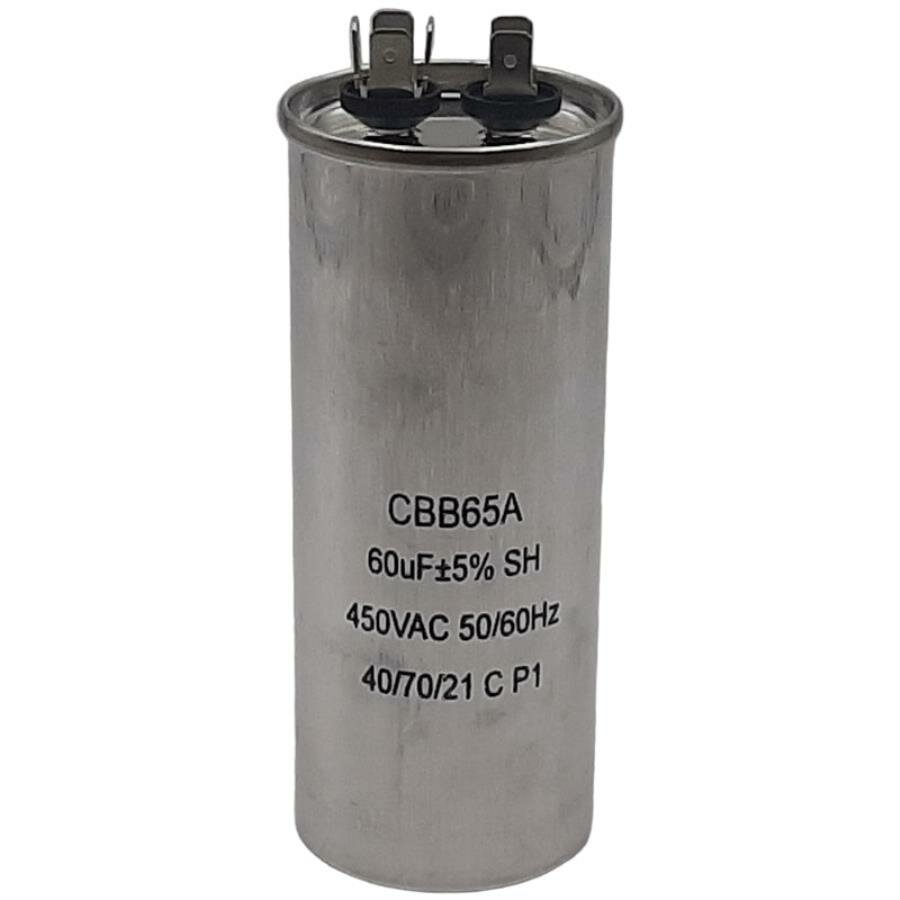 Пусковой конденсатор CBB65A 60мкф, 450В для кондиционера в металлическом корпусе