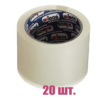 Лента клейкая упаковочная Unibob прозрачная 72 мм 66 м (20 шт.)