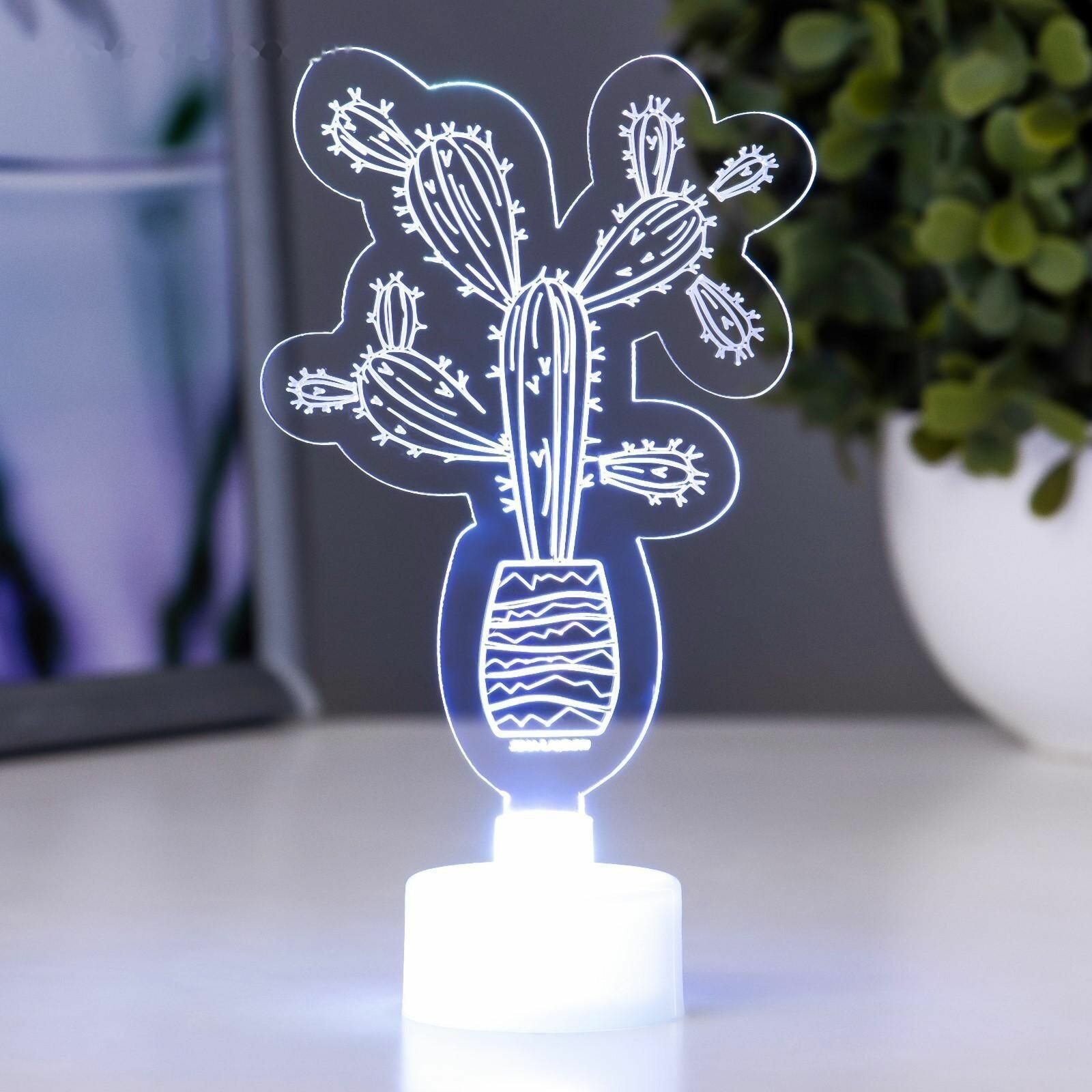 Светильник Кактус LED RGB 6 цветов от батареек LR41 7х105 см