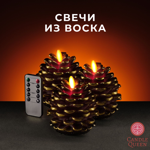 Свечи светодиодные декоративные новогодние в форме кедровой шишки на батарейках Cone1014