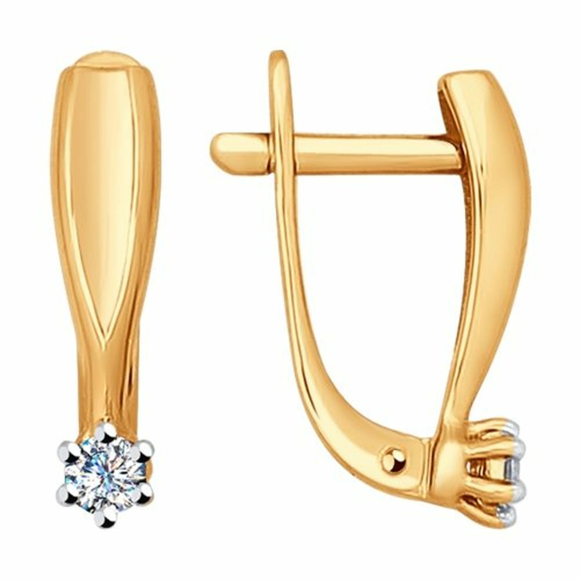 Серьги Diamant online, красное золото, 585 проба, бриллиант