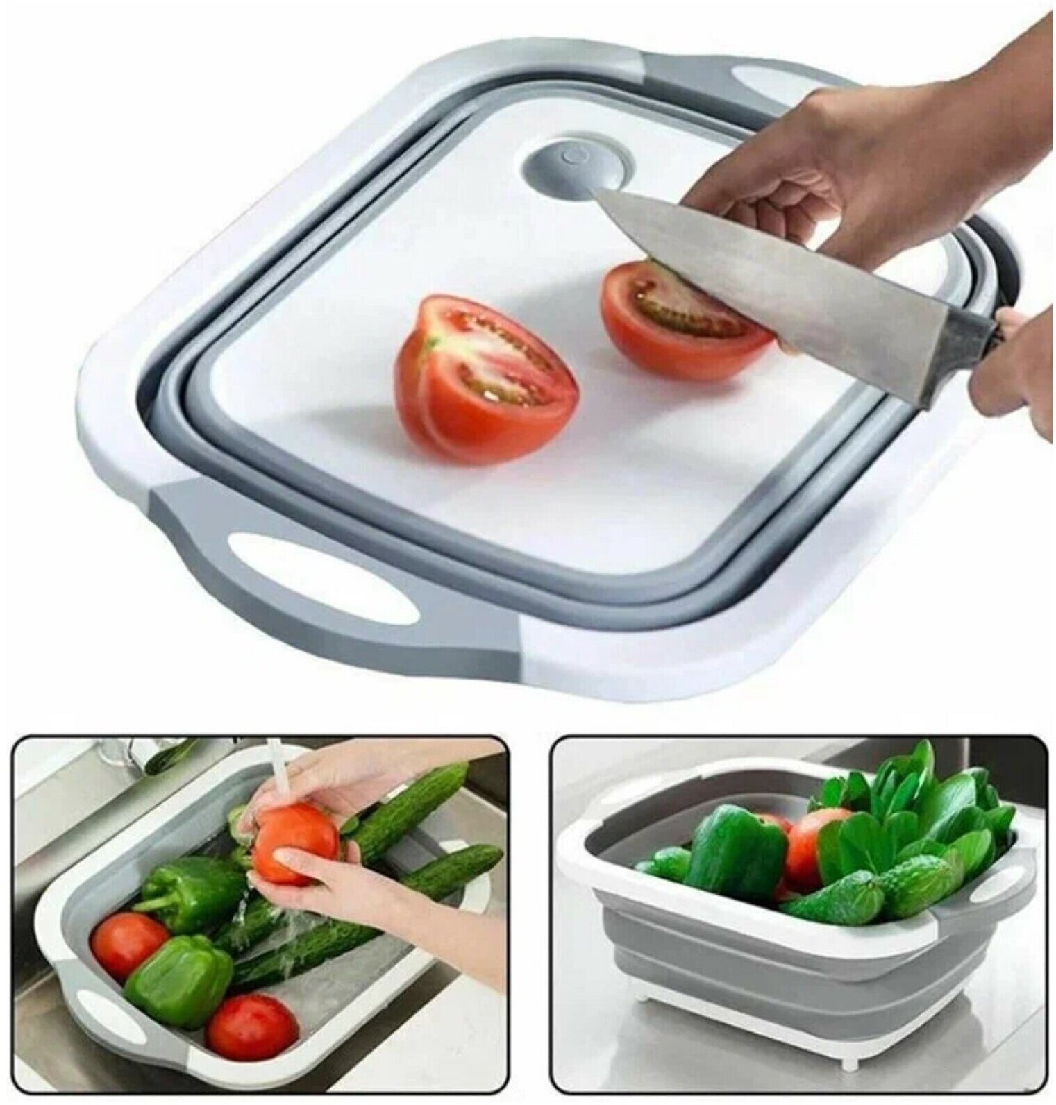 Многофункциональная, складная разделочная доска, трансформер, 3 в 1