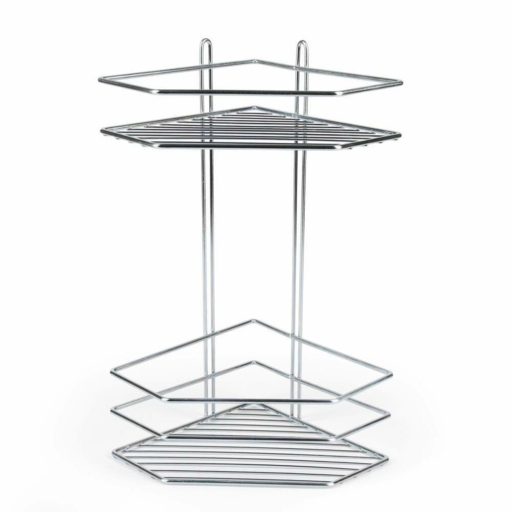 Полка угловая 2-х ярусная хром 275х200х405мм для ванной и кухни