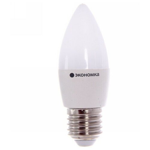 Лампа светодиодная экономка, E27, 7 Вт, 220В (свеча С37, свет: холодный белый)
