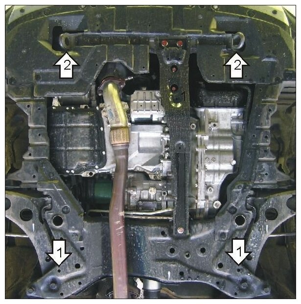Защита картера и КПП Motodor для Ситроен С-кроссер 2007-2012 сталь 2мм арт: MO01324-1