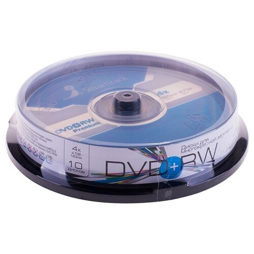 Диск DVD+RW 4.7Gb Smart Track 4x Cake Box (10шт)