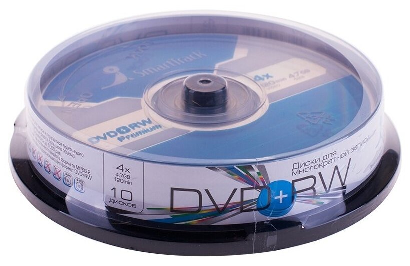 Диск DVD RW Smart Track 4,7 гб 4x Cake Box 10 шт (ST000302)