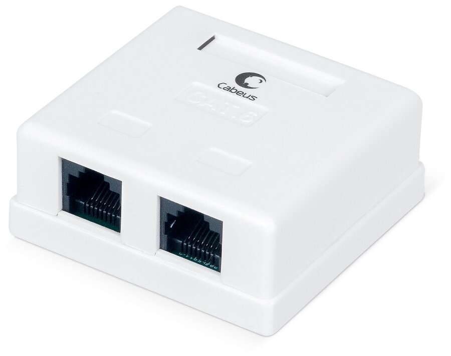 Розетка компьютерная Cabeus RJ-45(8P8C) WS-8P8C-Cat.6-SH-2 категория 6, экранированная, двойная, внешняя, Dual IDC