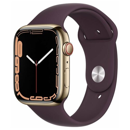 Умные часы Apple Watch Series 7 GPS Cellular MKJX3FDA 45мм Gold Stainless Steel Case with Dark Cherry Sport Band золотовишня 11599000₽