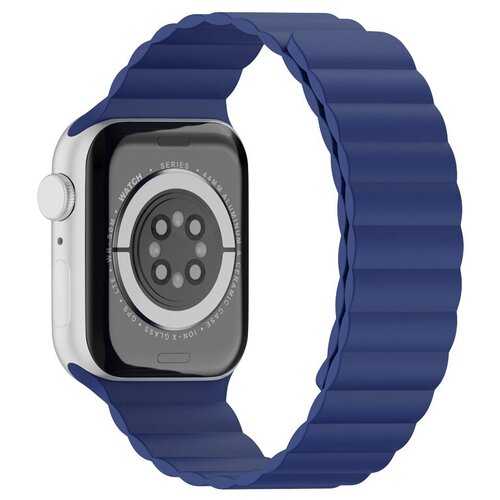 Ремешок для Apple watch 42/44/45(силиконовый, магнитный ) Синий (iWatch Series 2, 3, 4, 5, 6,se, 7)