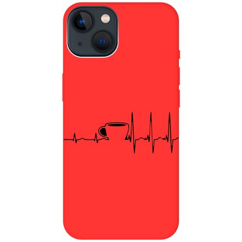 Силиконовый чехол на Apple iPhone 14 / Эпл Айфон 14 с рисунком Coffee Cardiogram Soft Touch красный силиконовый чехол на apple iphone 14 эпл айфон 14 с рисунком coffee love soft touch сиреневый