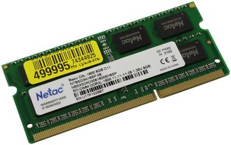 Память SODIMM DDR3 PC3-12800 Netac NTBSD3N16SP-08, 8Гб, 1.35 В