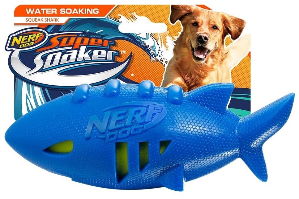 Игрушка для собак Nerf Акула (35033), синий - фотография № 3