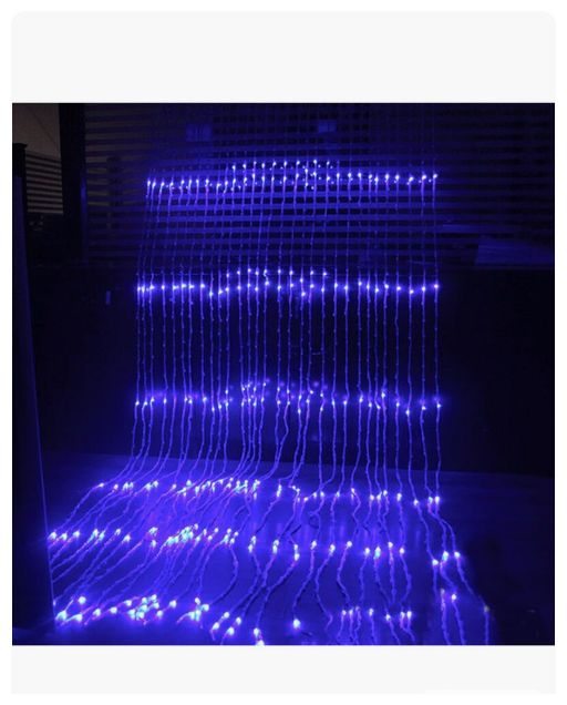 Новогодняя гирлянда светодиодная - Дождь (занавес) "Водопад", 480 LED, синий (3.0 м х 2.0 м), с возможностью наращивания