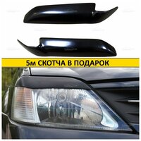 Накладки на передние фары (Реснички) Renault Logan 2004-2013, Lada Largus (универсал, фургон) 2012 - н. в, Largus Cross (универсал) 2015 - н. в.