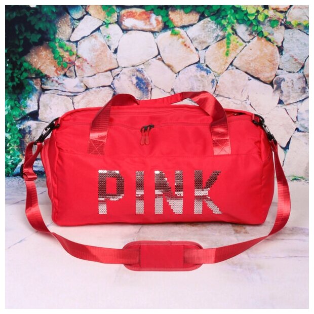 Сумка спортивная «Sport Pink»,водонепроницаемый отдел + 2 кармана+отдел под обувь, цвет красный, 42*24*18 см - фотография № 2