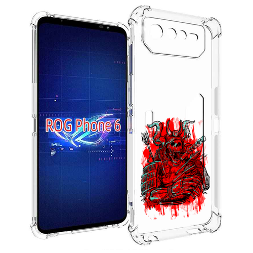 Чехол MyPads красный скелет воин для Asus ROG Phone 6 задняя-панель-накладка-бампер чехол mypads скелет с сердцем для asus rog phone 6 pro задняя панель накладка бампер