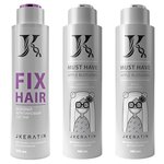 JKeratin Набор Кератин для волос Fix Hair 500 мл + шампунь (ШГО) и маска 480 мл / кератин для выпрямления волос с разными видами завитка - изображение