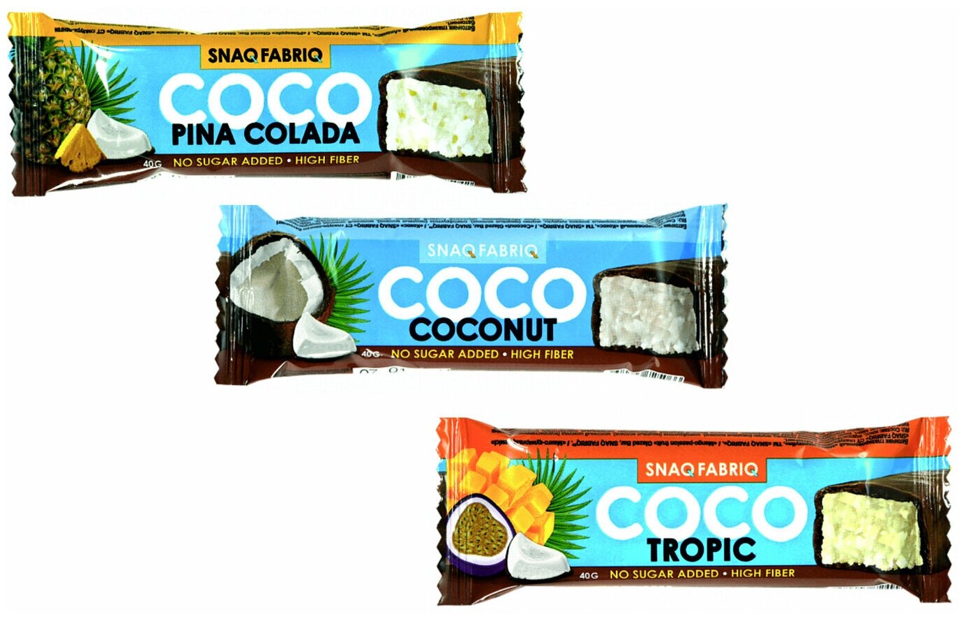 Snaq Fabriq Батончик COCO 40г MIX Coconut Tropic Pina Colada (15 шт) - фотография № 2