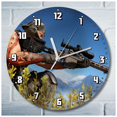 Настенные декоративные часы УФ с рисунком, диаметр 28см Игры Tom Clancy's Ghost Recon Wildlands (PS, Xbox, PC, Switch) 2794