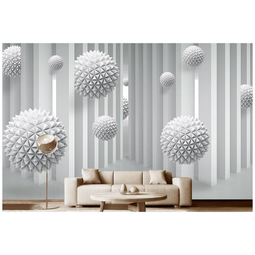 Фотообои на стену флизелиновые 3D Модный Дом Белые шары в лабиринте 400x250 см (ШxВ)