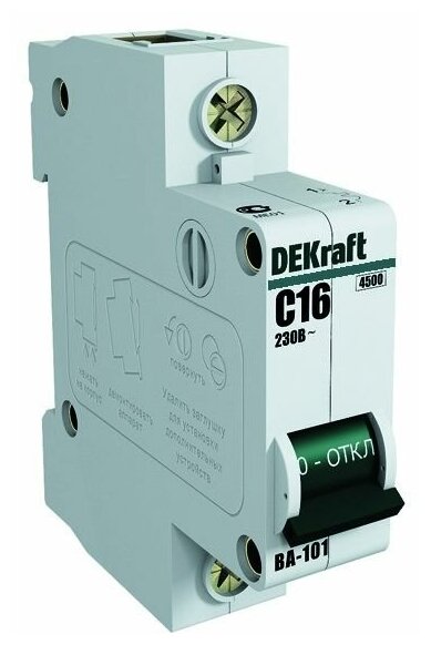 ВА-101 Автоматический выключатель 1-полюсный 6А 4.5kА (хар-ка С) DEKraft 11052DEK