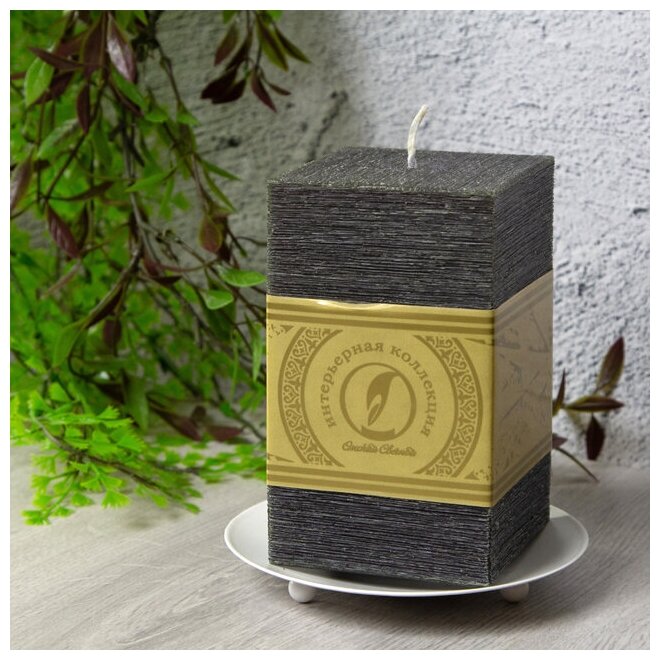 фото Омский Свечной Свеча квадратная Бергамо Рустик 125*75 мм черная 177431
