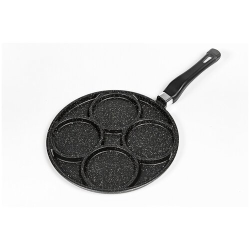 Сковорода оладница «Кружочки» для оладий 26 см блинная сковорода черный мрамор, несъёмная ручка
