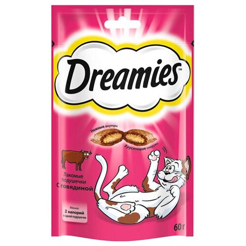 Dreamies Лакомые подушечки для кошек с говядиной 7555 0,06 кг 22971 (2 шт) dreamies dreamies лакомые подушечки для взрослых кошек с сыром 140 г