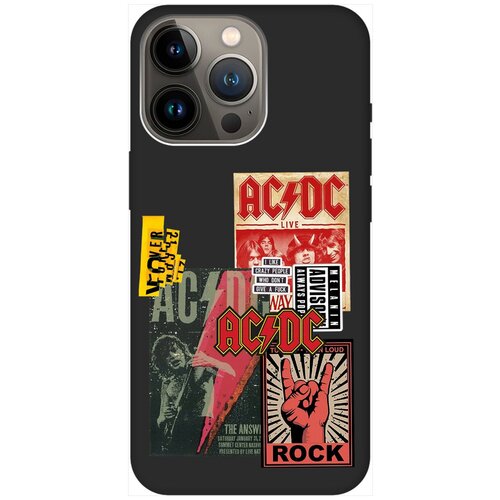 Силиконовый чехол на Apple iPhone 14 Pro / Эпл Айфон 14 Про с рисунком AC/DC Stickers Soft Touch черный матовый чехол beatles stickers для apple iphone 14 pro эпл айфон 14 про с 3d эффектом черный