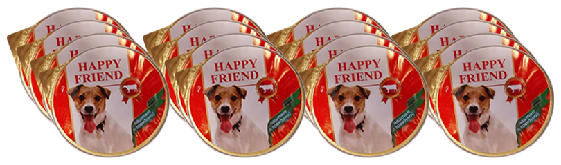 Корм для собак HAPPY FRIEND Паштет с говядиной конс.125г (упаковка - 16 шт)