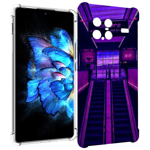 Чехол MyPads фиолетовый эскалатор для Vivo X Note 5G задняя-панель-накладка-бампер