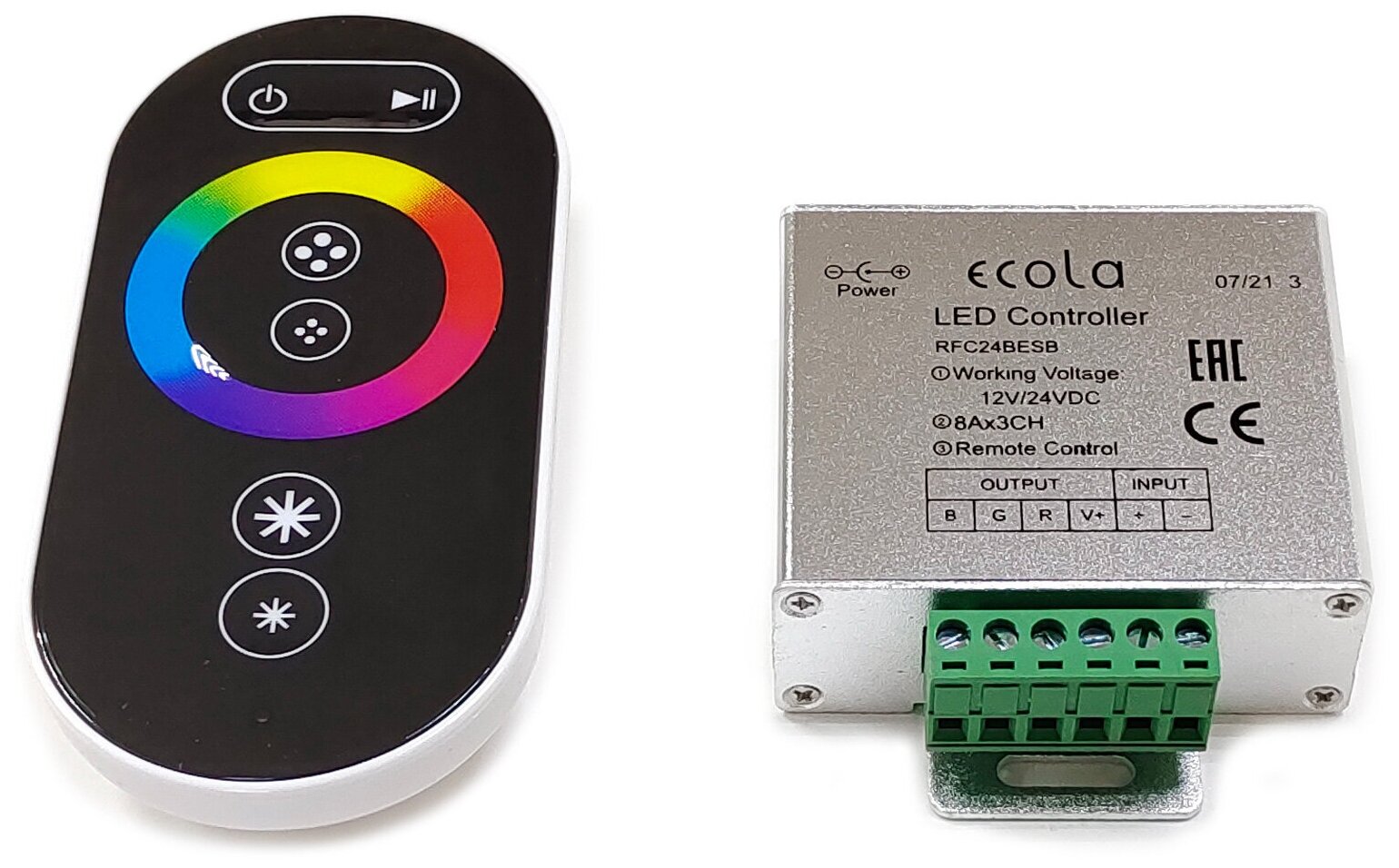 RGB контроллер с кольцевым сенсорным черный радиопультом (RFC24BESB) Ecola LED strip RGB RF controller 24A 288W 12V (576W 24V)