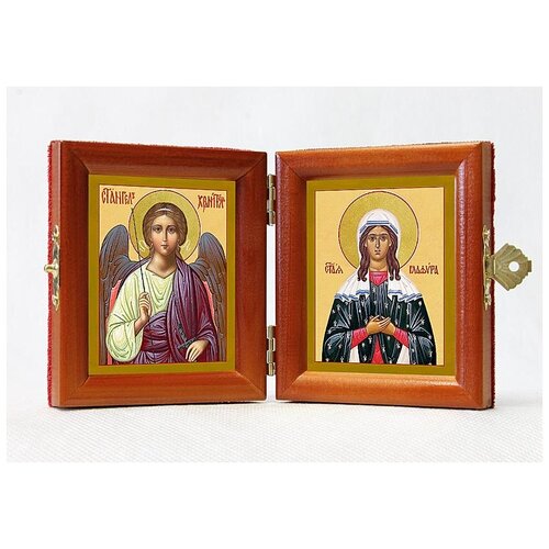 Складень именной Праведная Глафира Амасийская, дева - Ангел Хранитель, из двух икон 8*9,5 см