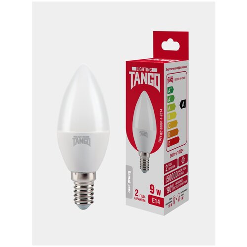 Лампочка светодиодная 10 шт 9W E14 свеча 4000K 220V (TANGO LED C37-9W-E14-W) TANGO